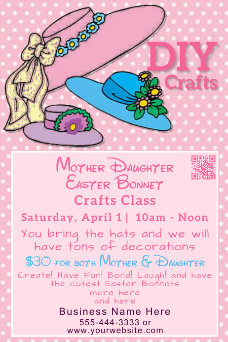 DIY Craft Class | Easter Bonnets Плакат template